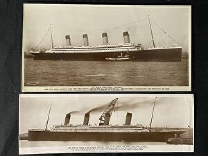 Images Dated 17th February 2021: White Star Line, Olympic and Titanic - two postcards