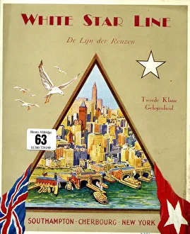 Skyscrapers Prints: White Star Line, promotional artwork in Dutch