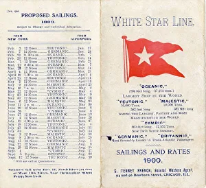 Majestic Collection: White Star Line, Proposed Sailings, foldout brochure