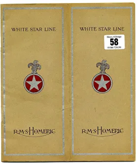Homeric Prints: White Star Line, RMS Homeric, brochure cover