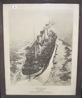 Triple Prints: White Star Line, RMS Olympic, carrying troops, WW1