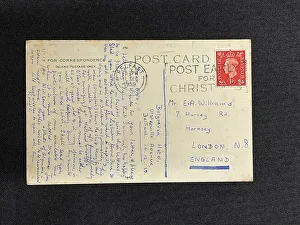 Williams Collection: White Star Line, RMS Olympic, with crane, on postcard (back)
