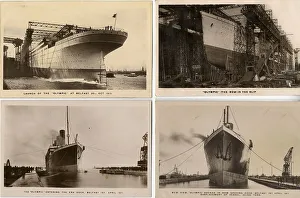 White Star Line - RMS Olympic, four postcards