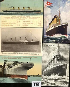 White Star Line, RMS Olympic, five postcards