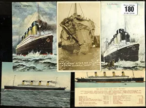 White Star Line, RMS Olympic - five postcards