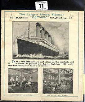 Proposed Prints: White Star Line, RMS Olympic, sailings list