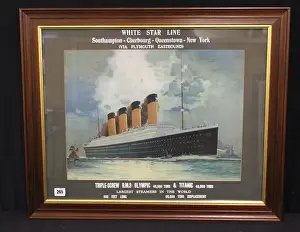 Triple Prints: White Star Line, RMS Olympic and Titanic - framed poster