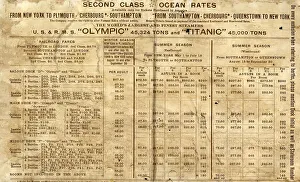 Pictorial Prints: White Star Line, RMS Olympic and Titanic rates