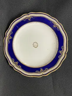 Oceanic Prints: White Star Line, RMS Titanic, blue and gilt dessert plate