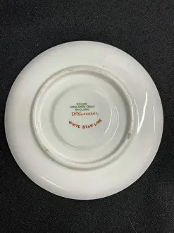White Star Line, RMS Titanic, blue and gilt saucer (back)