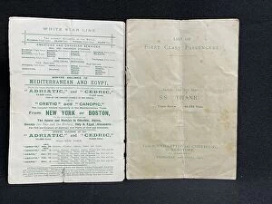 Acquired Collection: White Star Line, RMS Titanic, List of First Class Passengers
