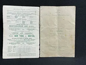 Twenty Prints: White Star Line, RMS Titanic, List of First Class Passengers