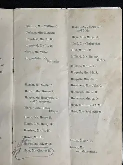 White Star Line, RMS Titanic, List of First Class Passengers