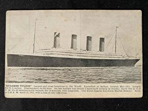 Images Dated 17th February 2021: White Star Line, RMS Titanic - postcard