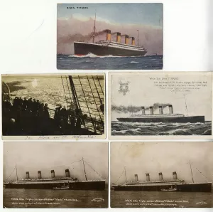 Post Disaster Prints: White Star Line, RMS Titanic - five postcards