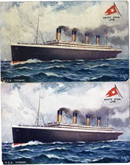 White Star Line, RMS Titanic - two postcards