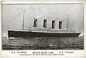 White Star Line, RMS Titanic and RMS Olympic, postcard