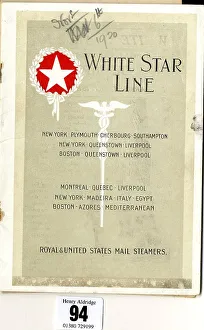 White Star Line, Royal & US Mail Steamers, foldover menu
