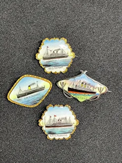 Lapel Prints: White Star Line, four souvenir enamel lapel badges