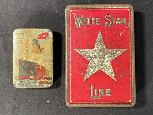 Battered Prints: White Star Line - two tins with colourful designs