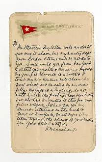 White Star Line, Titanic lettercard written on board