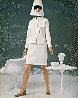 Cutouts Prints: White wool suit by Cardin