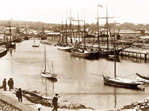 Wicklow Prints: Wicklow Harbour sailing ships early 1900s