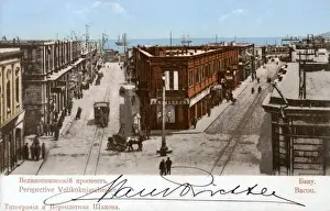 Tranlines Prints: Wide view of a Grand Street in Baku, Azerbaijan