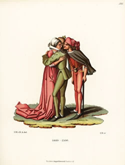 Siena Collection: Wife kissing a young man behind her husbands back