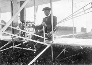 Wilbur Prints: Wilbur Wright in his machine in 1905