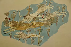Images Dated 14th June 2007: Wild boar hunting. Fresco dated between 14th and 13th centur