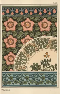Wild rose in art nouveau patterns