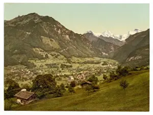 Eiger Prints: Wilderswil village, Schynige Platte, with Mount Eiger, Monch