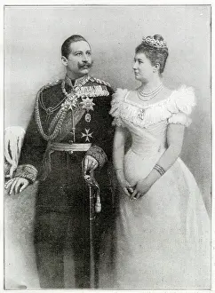 Wilhelm II, German Emperor (1859 -1941), last German emperor and Augusta Victoria of Schleswig-Holstein (1858 - 1921), on their wedding day. Date: 27th February 1881