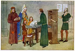 Caxton Prints: William Caxton checking a proof
