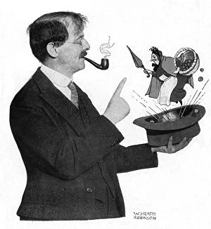 Contraptions Gallery: William Heath Robinson with a character created by him