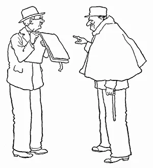 Sketching Prints: William Heath Robinson interrogated in France, WW1
