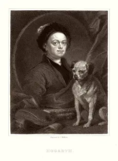 Palette Prints: William Hogarth, artist, with his dog