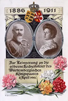 Reigning Prints: William II 4th King of Wurttemberg Silver wedding card