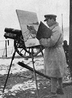 Easel Prints: William Rothenstein painting a war scene