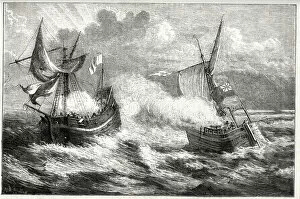 Images Dated 17th August 2021: William Thompsons fight off Poole, Dorset, 30 May 1695