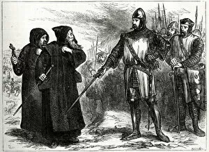 Images Dated 17th August 2021: William Wallace, Scottish leader, talking to two Dominican friars who were acting as