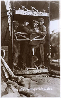 Coal Collection: Winching men up from the coalface - Wales