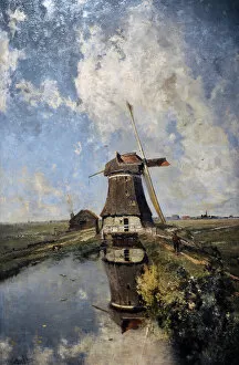Hague Gallery: A Windmill on a Polder Waterway, Known as In the Month of Ju
