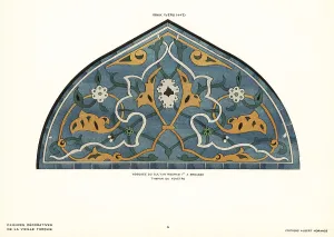 Lattice Prints: Window tympanum in ceramic tile with foliage lattice pattern mad