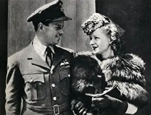 Buckingham Prints: Wing Commander Guy Gibson & wife at Buckingham Palace for VC