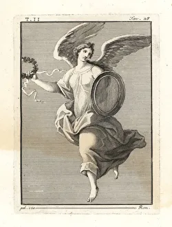 Antichità Gallery: A winged Victory, with shield and wreath of oak leaves