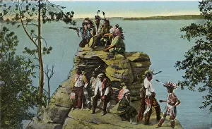 Winnebago Indians at Demon's Anvil, Wisconsin River, Wisconsin, USA Date: 1932