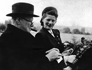 Winston Churchill and his daughter in Switzerland, 1946