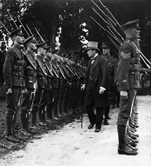 Postwar Prints: Winston Churchill inspecting troops, WW1
